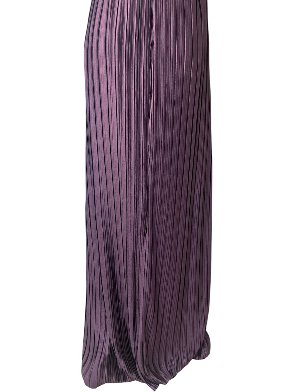 Lulus Whimsical Beauty Satin Pleated Plisse Strapless Maxi Dress Dark Purple - Picture 9 of 16